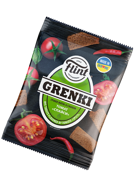 Гренки ржаные «Flint» со вкусом томат спайси, 100г