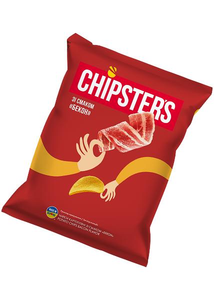 Чипси картопляні «Chipsters» зі смаком бекону, 70г