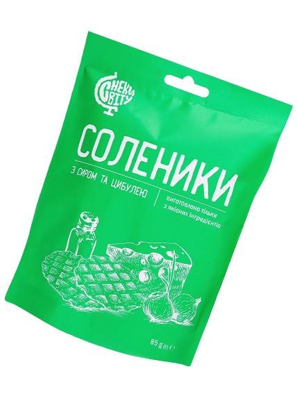 Снек хрусткий «Соленики» з сиром та цибулею, 85г купити в Hop Hey | Море Пива Снек хрусткий «Соленики» з сиром та цибулею, 85г