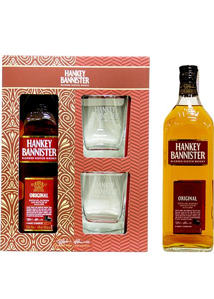 Подарочный набор виски Hankey Bannister 0.7л + 2 стакана