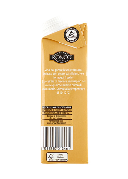 Вино Cantine Ronco Carattere Antico Pinot Bianco Chardonnay Rubicone IGT 0.25л