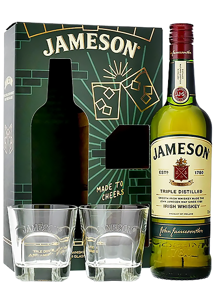 Подарочный набор виски Jameson Irish Whiskey 0.7л + 2 стакана