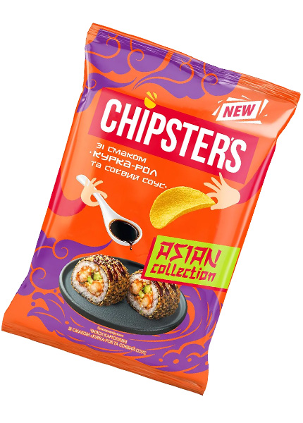 Чипсы Chipster's со вкусом курица-ролл и соевый соус 90г
