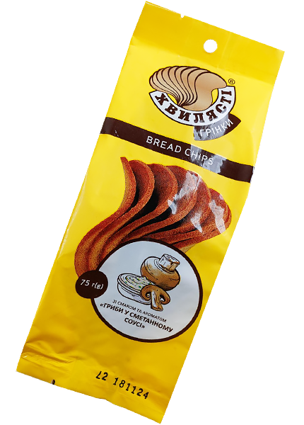 Сухари ржано-пшеничные «Хвилясті» со вкусом грибы в сметанном соусе, 75г