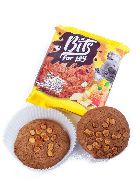 Печенье Bits с кусочками белого шоколада и мандариновыми цукатами 50г