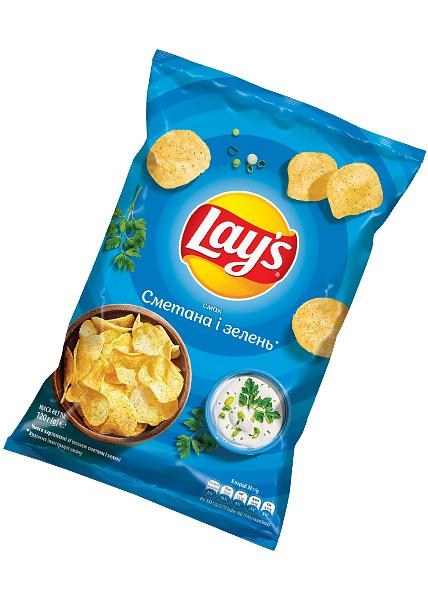 Чипси «Lays» зі смаком сметани з зеленню, 120г
