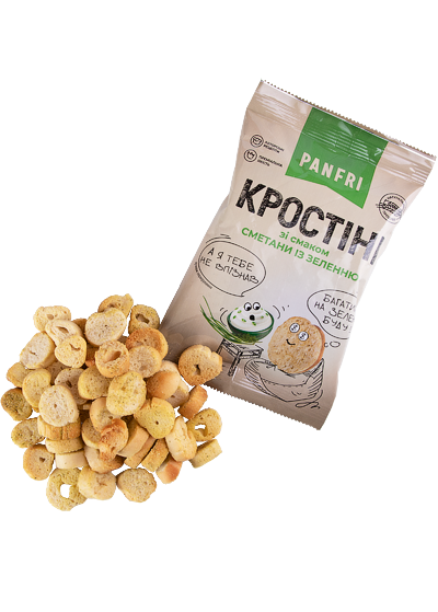 Брускети «Кростіні» зі смаком сметани та зелені, 55 г