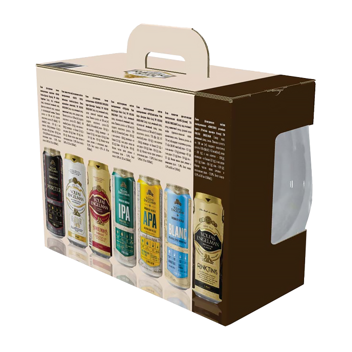 Подарочный набор пива Volfas Engelman 0.568л x 6шт + бокал 0.568л