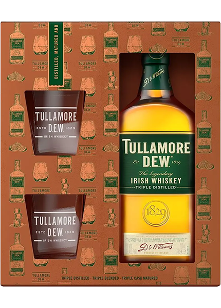 Подарочный набор виски Tullamore Dew Original 5 лет выдержки 0.7л + 2 стакана