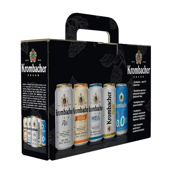 Набор пива Krombacher в ассортименте 0.5л х 4шт + бокал 0.4л