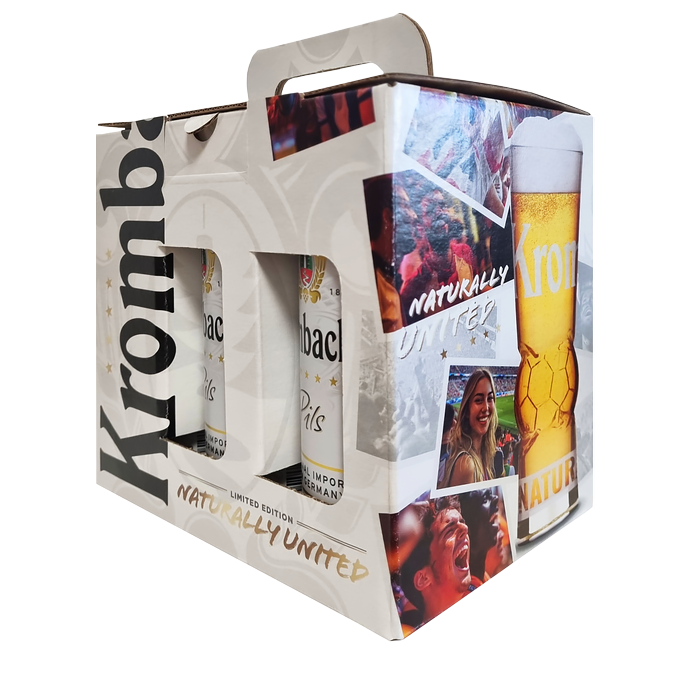 Подарочный набор пива «Футбольный» Krombacher Pils 0.5л х 5шт + бокал 0.2л