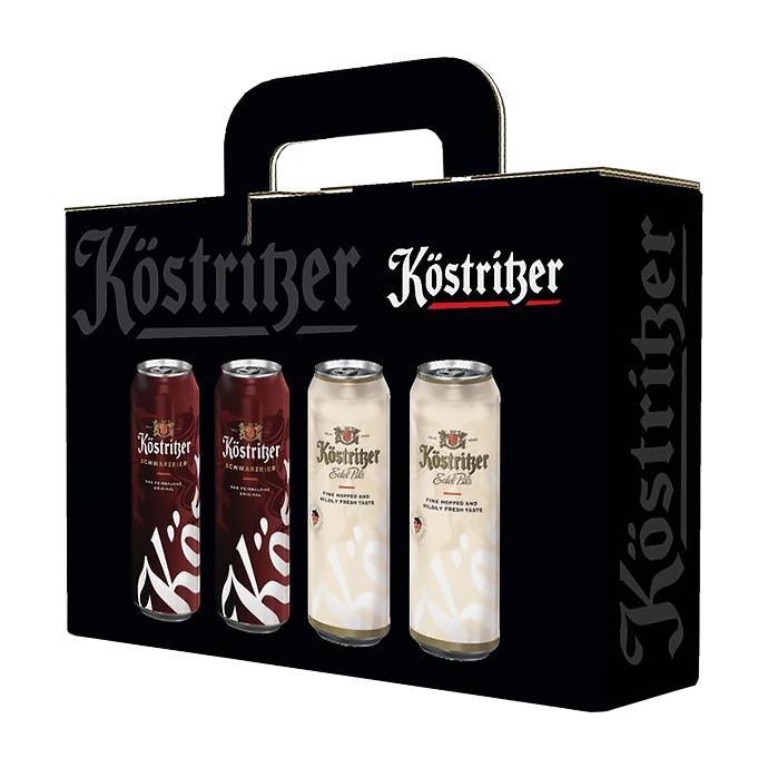 Набір пива Kostritzer Schwarzbier 0.5л х 2шт + Edel Pils 0.5л х 2шт