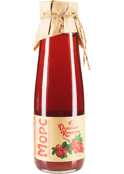 Напій «Домашні компоти» морс з червоної смородини та журавлини 0.5л