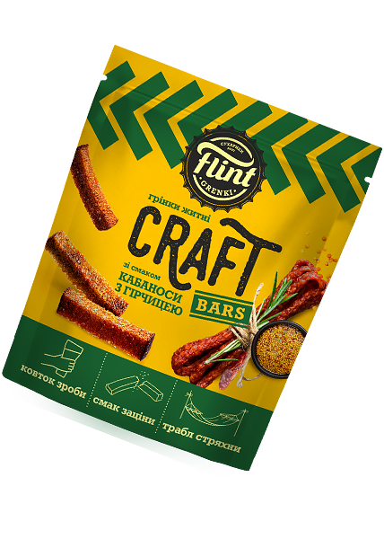 Гренки ржано-пшеничные «Flint Craft Grenki» со вкусом кабаносов и горчицы, 90г купить в Hop Hey | Море Пива Гренки ржано-пшеничные «Flint Craft Grenki» со вкусом кабаносов и горчицы, 90г