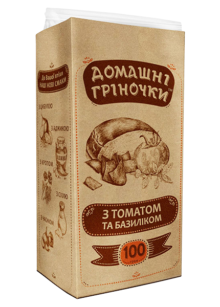 Гренки «Домашние» с томатом и базиликом, 100 г