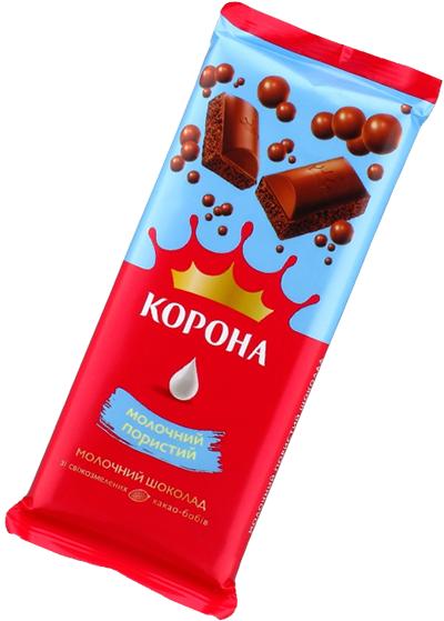 Шоколад «Корона» молочный пористый, 80 г