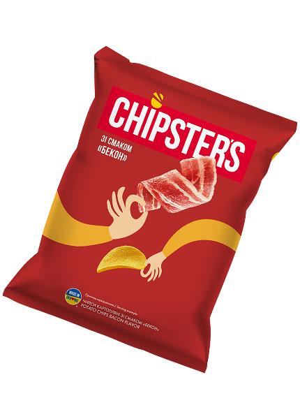 Чипси картопляні «Chipsters» зі смаком бекону, 120г