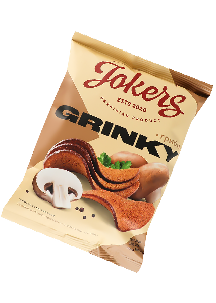 Грінки житньо-пшеничні «JokerS» зі смаком грибів, 80г купити в Hop Hey | Море Пива Грінки житньо-пшеничні «JokerS» зі смаком грибів, 80г
