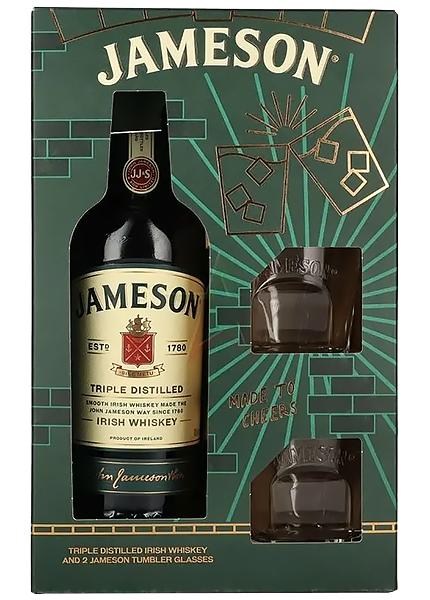 Подарочный набор виски Jameson Irish Whiskey 0.7л + 2 стакана