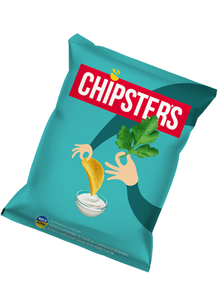 Чипсы картофельные «Chipsters» со вкусом сметаны с зеленью, 70г к пиву ...