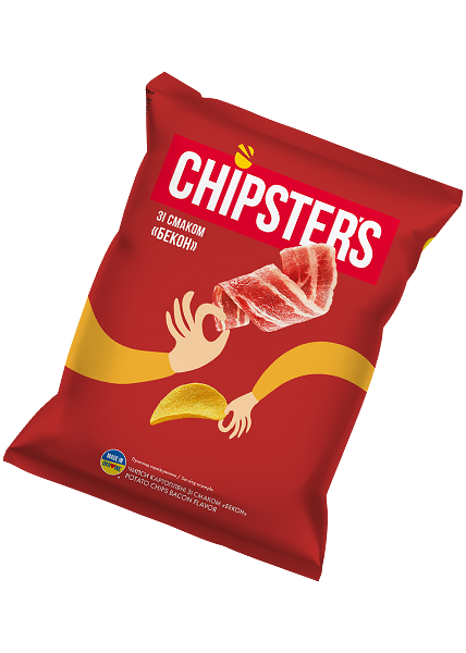 Чипси картопляні «Chipsters» зі смаком бекону, 70г