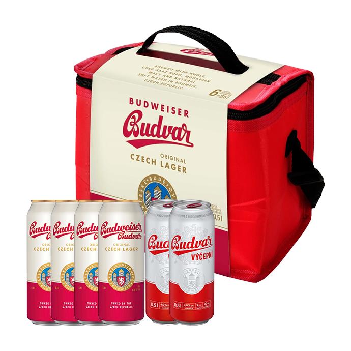 Набор пива Budweiser Budvar Original 0.5л х 4шт + Vycepni 0.5л х 2шт + термосумка