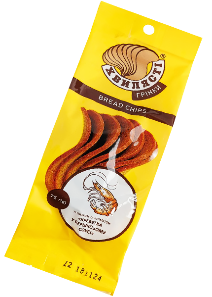 Сухари ржано-пшеничные «Хвилясті» со вкусом креветки в сливочном соусе, 75г