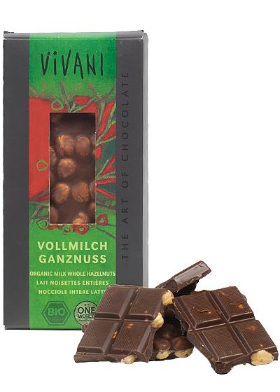 Шоколад черный Vivani с цельным лесным орехом 100г