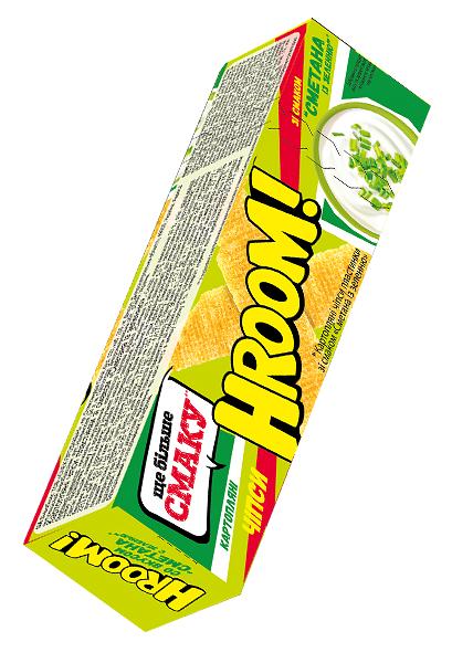 Чипси «Hroom» зі смаком сметани та зелені, 50г