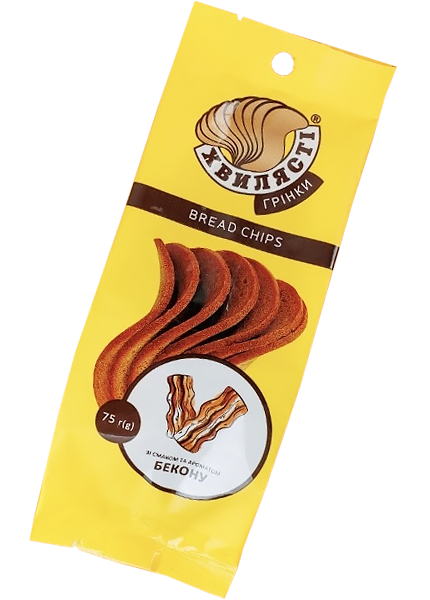 Сухарі житньо-пшеничні «Хвилясті» зі смаком бекону, 75г