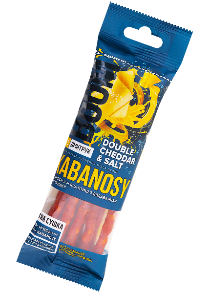 Кабаносы из мяса птицы «Дмитрук» Double Cheddar & Salt, 50г купить в Hop Hey | Море Пива Кабаносы из мяса птицы «Дмитрук» Double Cheddar & Salt, 50г