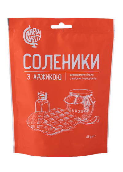 Снеки пшеничні «Соленики» з аджикою, 85 г