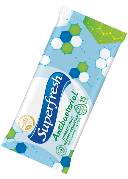 Салфетка влажная Antibacterial Superfresh 15шт