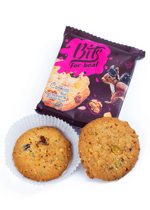 Печенье Bits ореховое совершенство с цукатами 50г