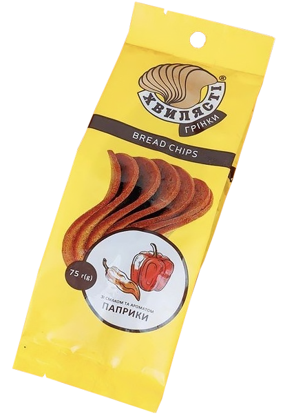 Сухарі житньо-пшеничні «Хвилясті» зі смаком паприки, 75г