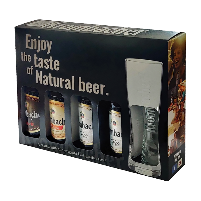 Набор пива Krombacher в ассортименте 0.33л х 4шт + бокал 0.33л