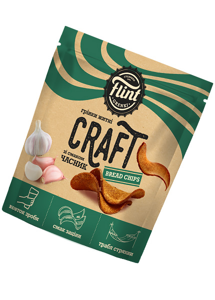 Гренки ржано-пшеничные волнистые «Flint Craft Grenki» со вкусом чеснока, 80г купить в Hop Hey | Море Пива Гренки ржано-пшеничные волнистые «Flint Craft Grenki» со вкусом чеснока, 80г