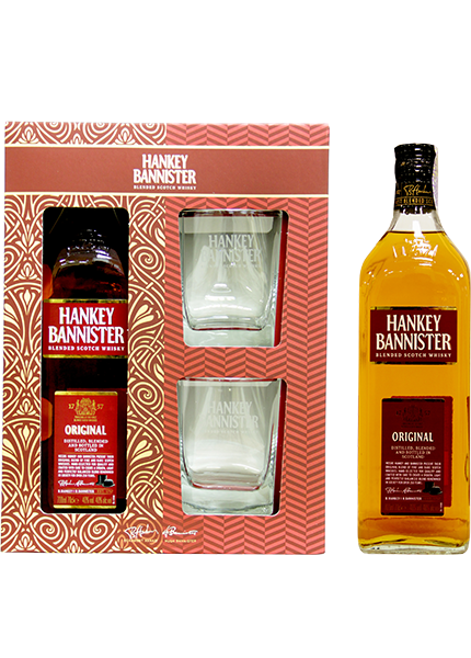 Подарунковий набір віскі Hankey Bannister 0.7л + 2 склянки