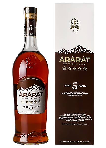 Бренди Ararat 5 лет 0.7л в коробке