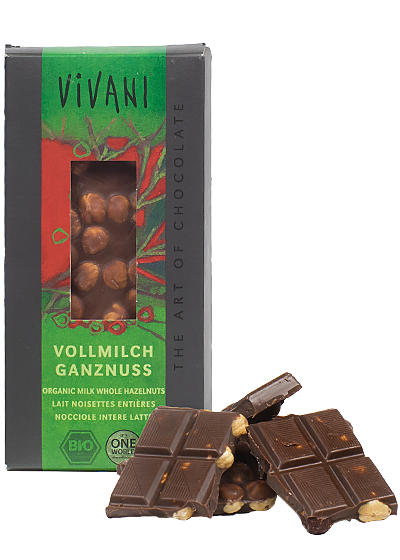Шоколад чорний Vivani з цілим лісовим горіхом 100г