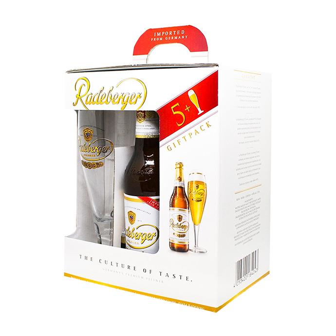 Набор пива Radeberger Pilsner 0.33л х 5шт + бокал 0.2л