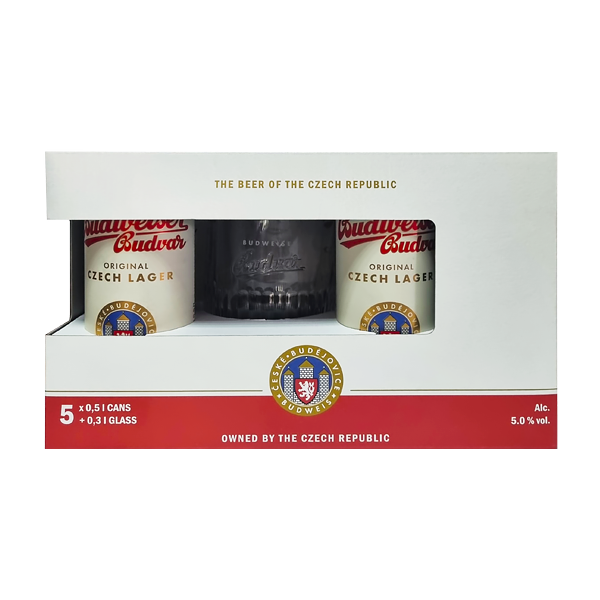Набор пива Budweiser 0.5л x 5шт + кружка 0.3л