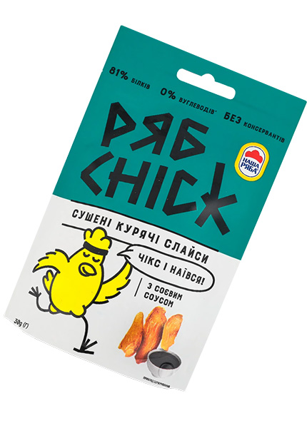 Слайсы «РябChick» куриные из филе сушеные с соевым соусом, 30г