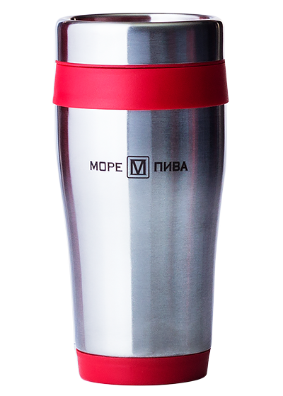 Термокружка з благородної сталі з червоними вставками 0.455l
