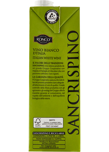 Вино Cantine Ronco Sancrispino Bianco d'Italia 1л