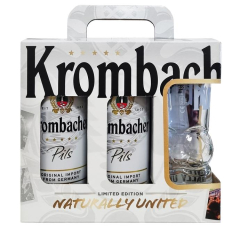 Подарочный набор пива «Футбольный» Krombacher Pils 0.5л х 5шт + бокал 0.2л