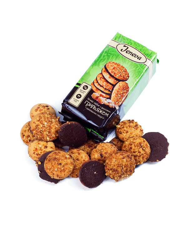 Печиво Jeneva з арахісовім грильяжем та шоколадною глазур'ю 200г