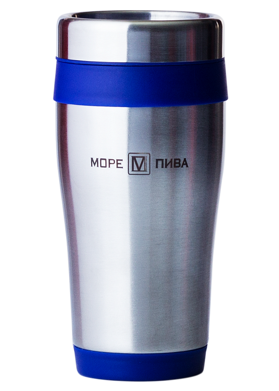 Термокружка из благородной стали с синими вставками 0.455l