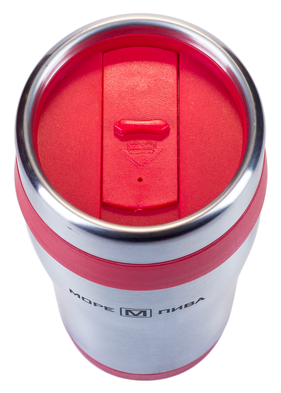 Термокружка з благородної сталі з червоними вставками 0.455l