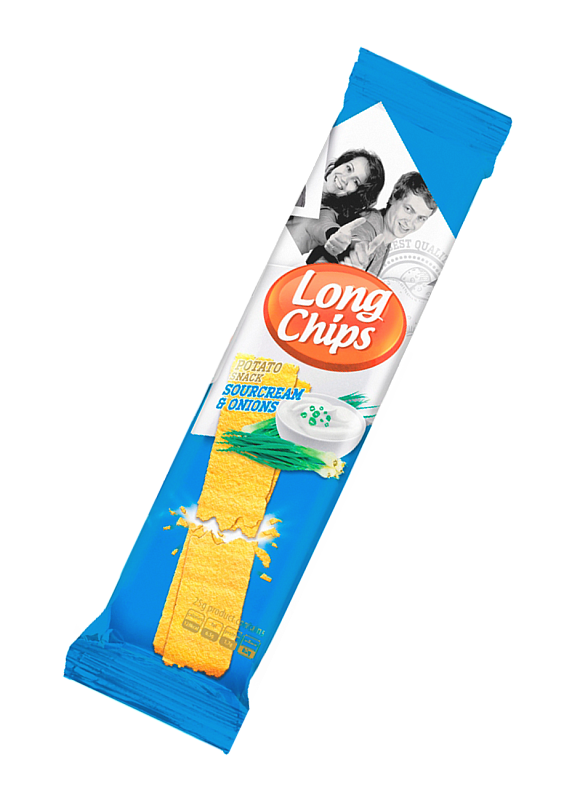 Чіпси до пива Long Сhips «Сметана та Зелень» 75г